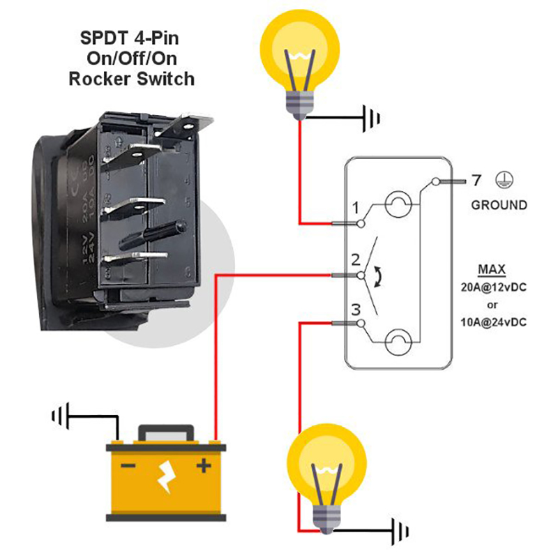 4 Pins custom rocker switch wire diagram