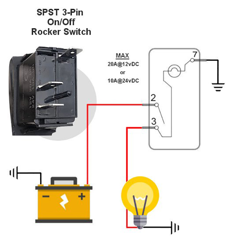 3 Pins custom rocker switch wire diagram