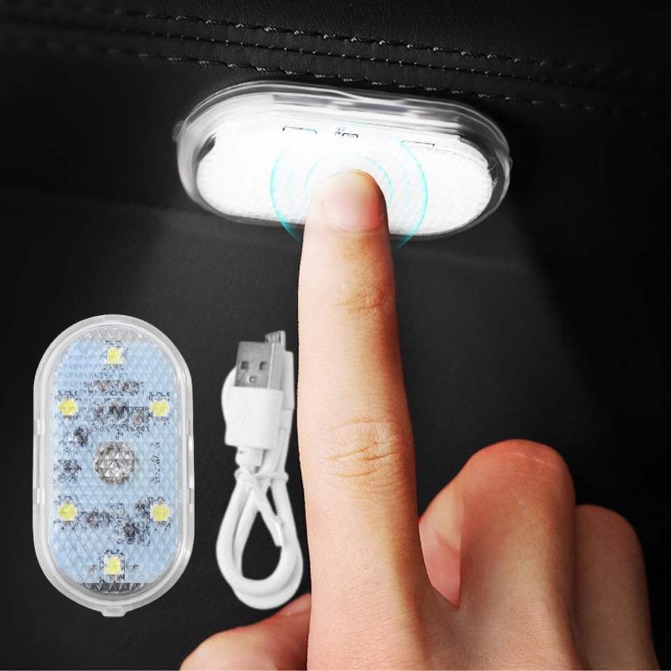 Car LED Touch Lights Wireless Interior Light Auto Roof Ceiling Reading Lamps For Door Foot Trunk Storage Box USB Charging