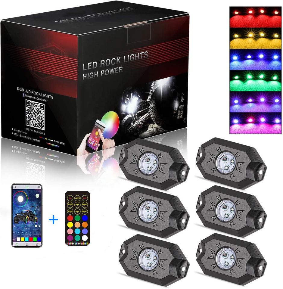 RGB rock lights 6 pods kit